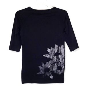 Y-3 Adidas Yohji Yamamoto Black Metallic Floral Print Shirt Large